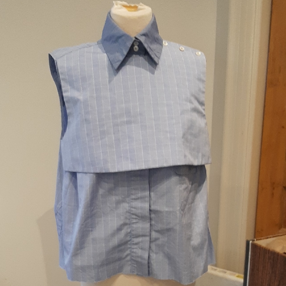 ELLERY London UK Blouse Top Blue Squares Sleeveless Sm